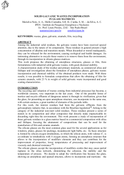 solid galvanic wastes incorporation in glass matrices