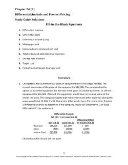 Chapter 24 (9) Differential Analysis and Product Pricing