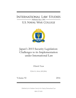 Japan`s 2015 Security Legislation - International Law Studies