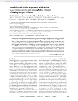 Inhaled nitric oxide augments nitric oxide transport on sickle cell