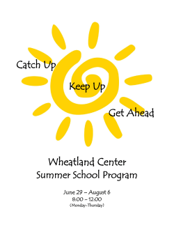 Summer School Update - Wheatland Center School