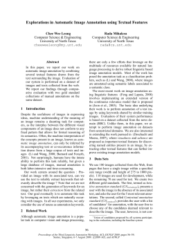 Explorations in Automatic Image Annotation using Textual Features