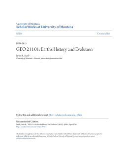 GEO 211.01: Earth`s History and Evolution