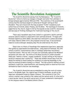 The Scientific Revolution Assignment