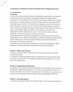 Constitution and Bylaws of the UD Student Club: College Democrats