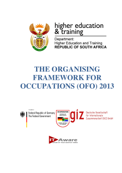 the organising framework for occupations (ofo) 2013