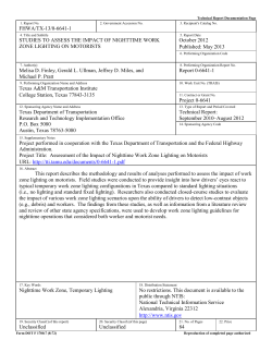 Studies to Assess the Impact of Nighttime Work Zone Lighting on