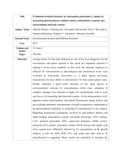 Title Evaluation of nickel tolerance in Amaranthus