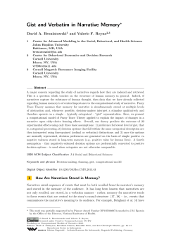 Gist and Verbatim in Narrative Memory - DROPS