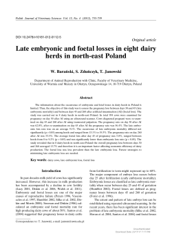 Late embryonic and foetal losses in eight dairy herds in north