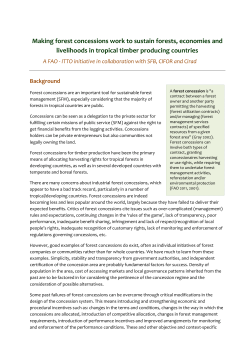 Making forest concessions work to sustain forests, economies and