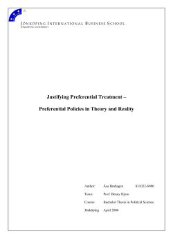 Justifying Preferential Treatment – Preferential Policies in