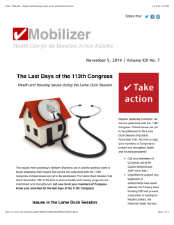 email : Webview : Health and Housing Issues in the Lame Duck