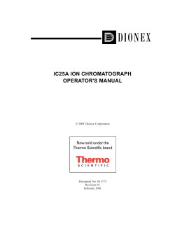 IC25A Ion Chromatograph Operator`s Manual