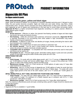 PRODUCT INFORMATION Algaecide 60 Plus