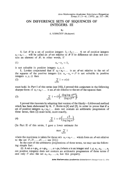 On difference sets of sequences of integers. III