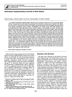 Multivitamin Supplementation and Risk of Birth Defects