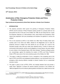 Amelioration of Risk: Emergency Protection Orders and Police