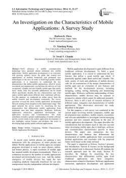 An Investigation on the Characteristics of Mobile Applications: A