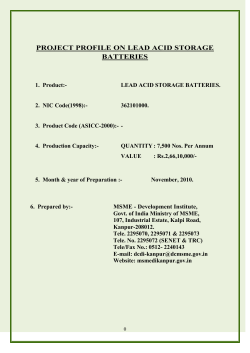 project profile on lead acid storage batteries