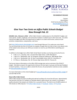 Give Your Two Cents on Jeffco Public Schools Budget Now through