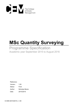 MSc Quantity Surveying - UCEM - University College of Estate