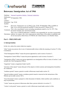 Botswana: Immigration Act of 1966