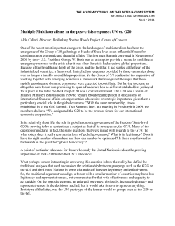 Multiple Multilateralisms in the post-crisis response: UN vs