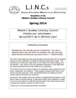 Spring 2014 - The Western Quebec Literacy Council