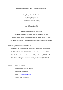 Debate in Science: The Case of Acculturation