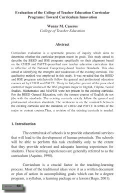 Evaluation of the College of Teacher Education Curricular Programs