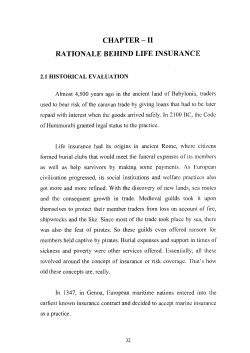 CHAPTER -Ii RATIONALE BEHIND LIFE INSURANCE