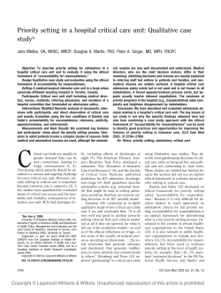 Priority setting in a hospital critical care unit