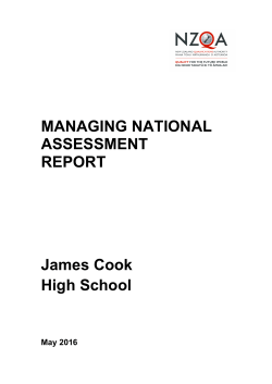 MANAGING NATIONAL ASSESSMENT REPORT James Cook High