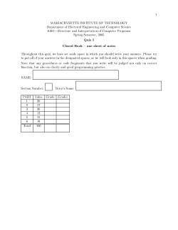 1 MASSACHVSETTS INSTITVTE OF TECHNOLOGY Department of