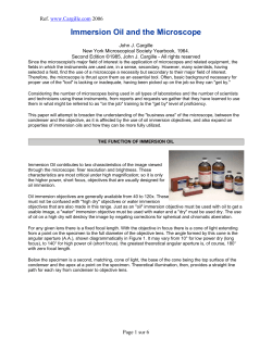 Immersion Oil and the Microscope