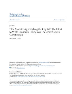 The Effort to Write Economic Policy Into The United States Constitution