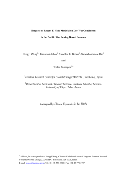 Impacts of Recent El Ni&ntilde;o Modoki on Dry/Wet Conditions in the