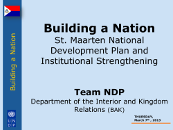Building a Nation St. Maarten National Development Plan and
