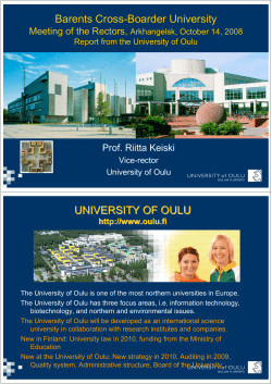 Barents Cross-Boarder University UNIVERSITY OF OULU