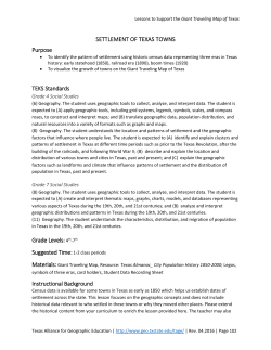 SETTLEMENT OF TEXAS TOWNS Purpose TEKS Standards Grade
