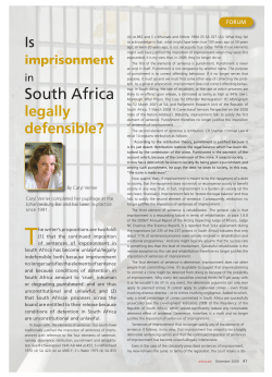 Is imprisonment in SA legally defensible?