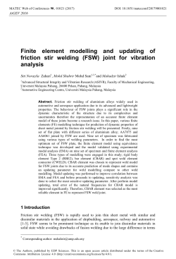 Finite element modelling and updating of friction stir welding \(FSW