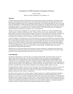 Evaluation of CMM Tolerance Calculation Software