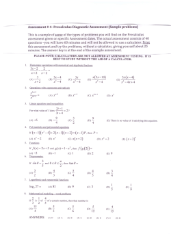 Assessment # 4- Precalculus Diagnostic Assessment (Sample