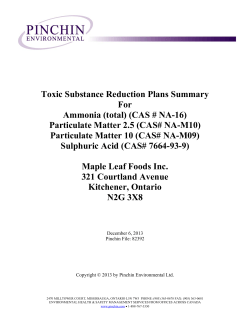 Toxic Substance Reduction Plans Summary For Ammonia (total