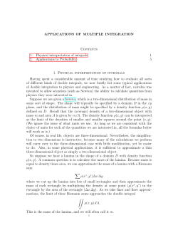 APPLICATIONS OF MULTIPLE INTEGRATION Contents 1. Physical