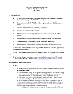 1 Texas State Junior Classical League Classical Civilization Rules