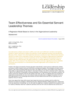 Team Effectiveness and Six Essential Servant Leadership Themes: