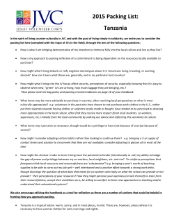 2015 Packing List: Tanzania